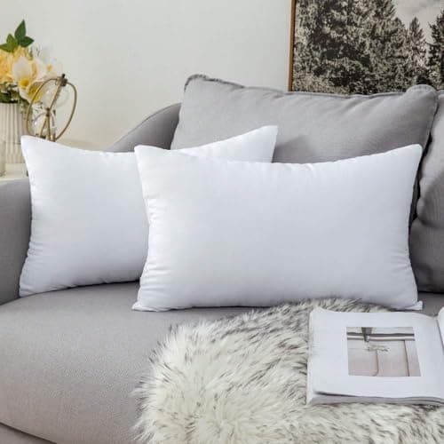 Image of MIULEE Cushion Inserts 40cm x 60cm, Throw Pillow Insert for Sofa/Bed, Decorative Cushion Inner Pads, White Cushion Filler, Rectangle Pillow Stuffer, 16 x 24 Cushion Insert 2 Pack
