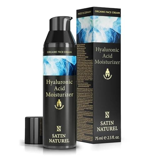 Image of Satin Naturel Hyaluronic Acid Face Moisturiser for Men 75ml – Organic Men’s Skincare with Aloe Vera & Squalane – Anti-Ageing Day & Night Face Cream – Hydrating Men’s Face Moisturiser
