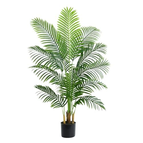 Image of Artificial Fake Palm Tree with 18 Trunks and Real Bark Design, Premium Polyester,Tropical Paradise Palm Tree in Pot (black, 150 CM)
