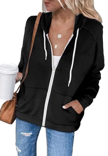 Image of LACOZY Women's 2025 Zip Up Y2K Hoodies Casual Long Sleeve Sweatshirts Fall Spring Track Jackets with Pockets Black S