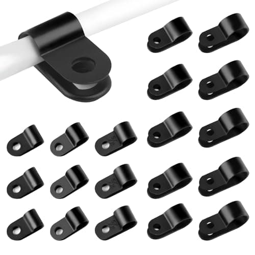 Image of 240pcs R Type Cable Clips, 5 Sizes P Clips, Nylon Cable Cleats, Black Wire Clamp for Electrical Cable Wire Conduit Cable Management