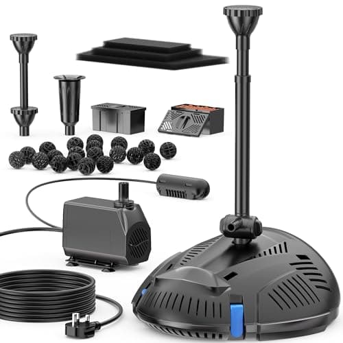 Image of Biling Pond Pump with Filter UV Clarifier Light, 2500L/H All-in-One Pond Filter Fountain Kits with 3 Spray Nozzles Water Flow Valve for Garden Water Feature, for Fish Care and Algae Control