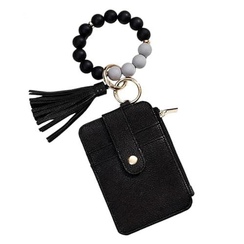 Image of KummerSaprk Boho Beaded Wristlet Keychain with Wallet for Women Colorful Tassel Card Holder Purse Trendy Jewelry Gifts