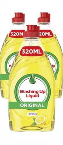 Image of 3 X Fairy Lemon Washing Up Liquid 320ml Bottles Powerful Grease-Cutting Dishwashing Liquid Concentrated Formula Long-Lasting Fresh Scent Gentle on Hands Kitchen Cleaning Essential