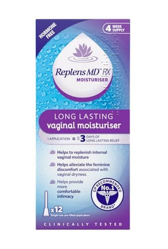 Image of Replens Long Lasting Vaginal Moisturiser, Up to 3 days of long-lasting relief from vaginal dryness, Relieves Discomfort, Hormone Free, Clinically Tested, Pack of 12 Pre-Filled Applicators