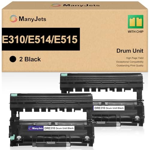 Image of ManyJets E310 E514 E515 Drum Unit Replacement (2-Pack) Compatible for Dell E310 E310dw E514 E514dw E515 E515dw E515dn - 12,000 Pages Imaging Drum Compatible for Dell PVTHG/593-BBKD/P7RMX (Black)