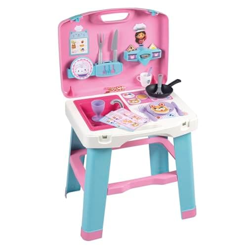 Image of Smoby Gabby's Dollhouse Mobile Play Kitchen (43 x 35 x 76 cm) - With 13 Accessories - For Children Aged 3+