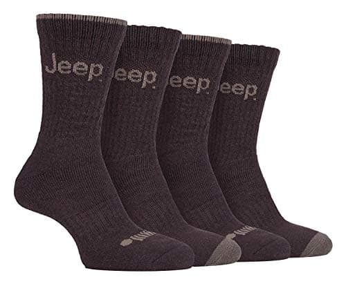 Image of Jeep - 4 Pairs Mens Anti Blister Thick Cushioned Luxury Boot Socks for Outdoor Activities | Hiking Walking Trekking (6-11, Brown/Earth)