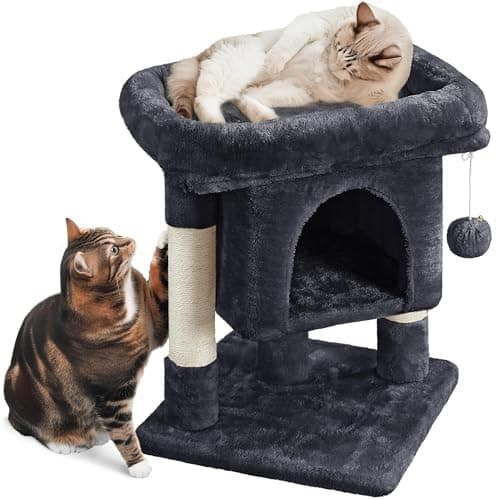 Image of Yaheetech Cat Tree Cat Tower w/Sisal Scratching Post Condo House Comfy Top Platform Furry Hanging Ball Functional Scratching Tree for Kittens