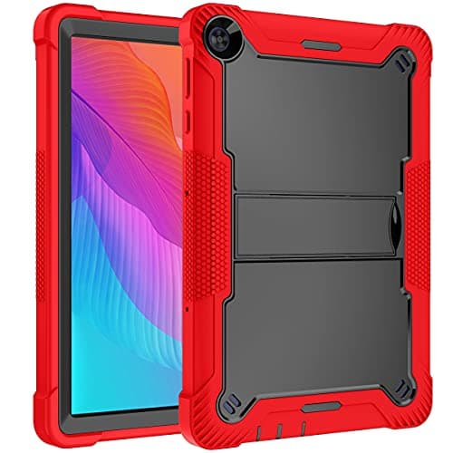 Image of Maikavtouk Shockproof Case for Huawei MatePad T10S 10.1" /T10 9.7" AGS3-L09/W09 AGR-L09/W09,Heavy Duty Kids Safe Rugged Case with Invisible Kickstand,Full-Body Drop Protection Armor Cover (Red)