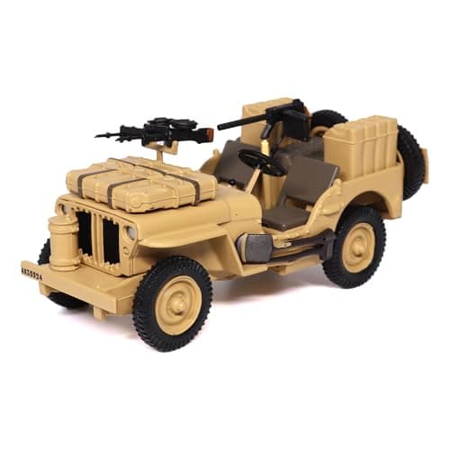Image of Motor city classics 1:43 Scale Military Diecast Collectible | British SAS 1/4-Ton Willys Jeep with Vickers K Machine Gun | Militaria Diecast Model 24212-42