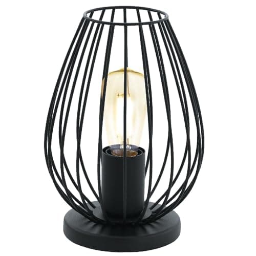 Image of Britalia Matt Black Metal Wire Cage Base Vintage Retro Table Desk Lamp | 23cm Height | 1 x ES E27 Lamp Bulb Required | UK Approved | Inline On Off Switch | Modern Influence | Bird Cage