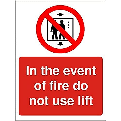 Image of Seco In Event Of Fire Do Not Use Lift Sign, 150mm x 200mm - 1mm Semi Rigid Plastic