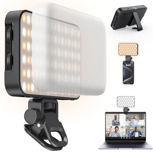 Image of ANXRE AL96 Selfie Light with Soft Diffuser, 2500K-9900K LED Video Light for Smartphone Laptop Tablet, Portable Clip-On Selfie Light for Make-up TikTok Vlog