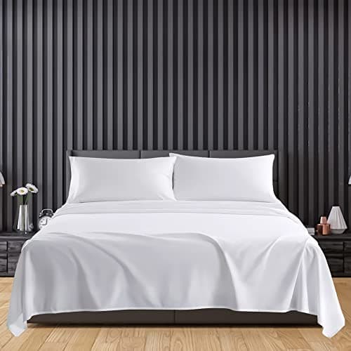 Image of Sunshine Comforts Egyptian Cotton Flat Sheets King Size Breathable, Anti Wrinkle, Shrink and Fade Resistant 200 Thread Count Bed Sheets Bedding & Linen 260 x 254cm White Bedding King Size Flat Sheets