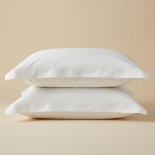 Image of Whites of London | 100% Organic Cotton Pillowcases | 1000 Thread Count Ultra Luxury | GOTS-Certified Cotton | Hand-Guided Embroidery (Pillowcases 50 x 75, White)