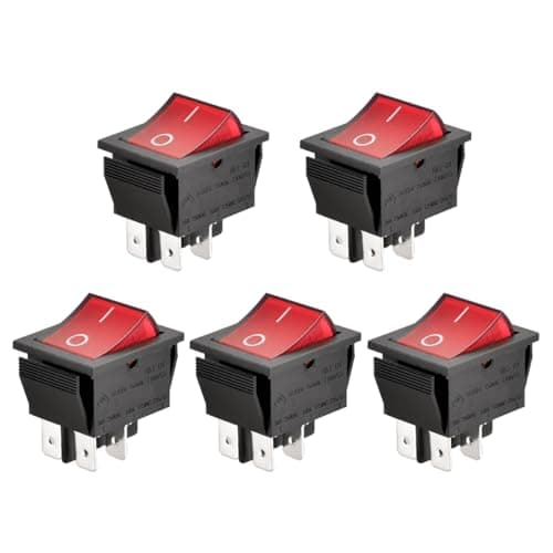 Image of Heschen Rocker Switch ON-OFF DPST 4 Terminals Red light 16A 250VAC (5)