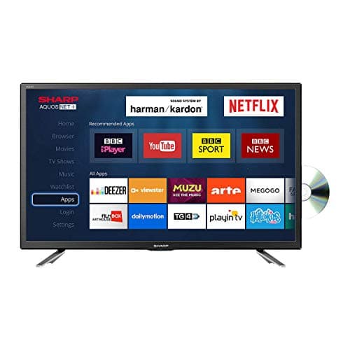 Image of Sharp LC-24DHG6131KF 24 Inch HD Ready LED Freeview Play, Smart TV, Built-In DVD Player, 2 x HDMI, Scart, USB Record Black