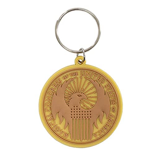 Image of Pyramid International Fantastic Beasts-MACUSA Logo Rubber Keychain, Multi-Colour, 4 x 6 x 1.3 cm