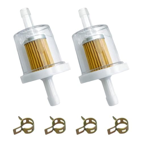 Image of Strongthium 1/4" (6mm) Inline Fuel Petrol Filter Kit with Clamps Compatible with Briggs & Stratton 691035 493629 84001895 John Deere & Kawasaki 40 Micron Precision Filtration Garden Machinery & ATVs