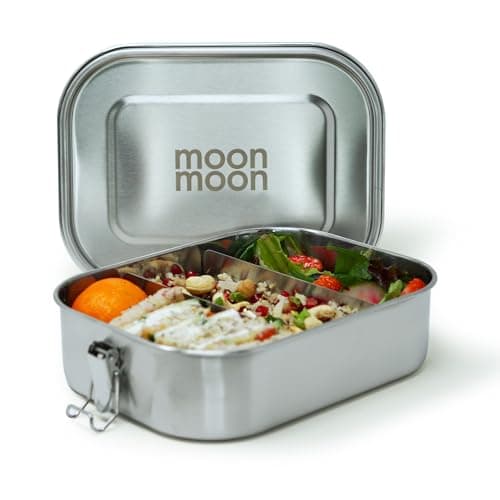 Image of Moonmoon Stainless Steel Lunch Box (1.4L) | Large Metal Bento Box with compartments for adults & children