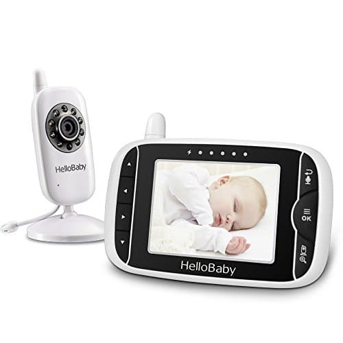 Image of HelloBaby Wireless Video Baby monitor with Camera and Night Vision, 3.2 Inch Screen Night Vision Temperature Monitoring & 2 Way Talkback System Lullabies UK Interface Plug (HB32)