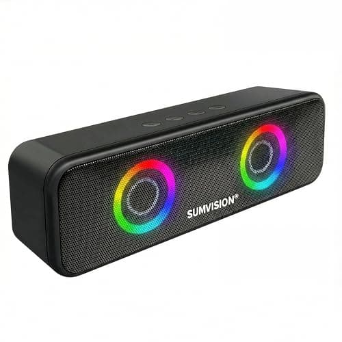 Image of Sumvision Tekuno Portable Bluetooth Speaker True Wireless Stereo Speakers Chroma LED 24Hr 1200mAh Long Life Battery Bluetooth 5.3 USB C Fast Charge Enhance Bass Drop Protect UK Design UK Tech Support