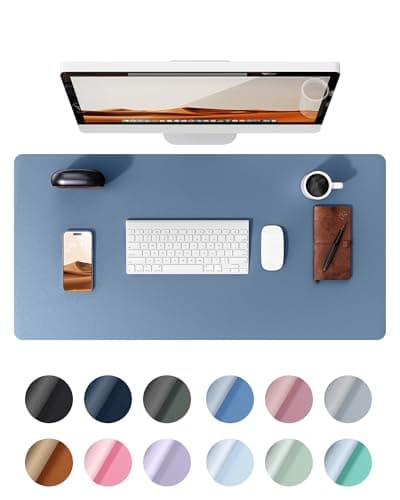 Image of YSAGi Leather Desk Mat, Large Mouse Mat, Non-Slip Desk Pad, Waterproof Leather Table Protector Writing Pad for Office and Home (60 x 35 cm, Sea Blue)
