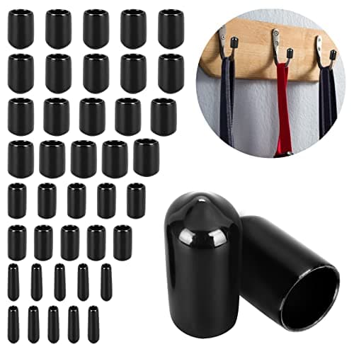 Image of cobee Rubber End Caps, 40pcs Vinyl Round End Caps for Screw Vinyl Tube Flexible Pipe Post Bolt Cap Cover Screw Thread Protectors Cover Assortment Kit 3mm/6mm/9mm/12mm, Black