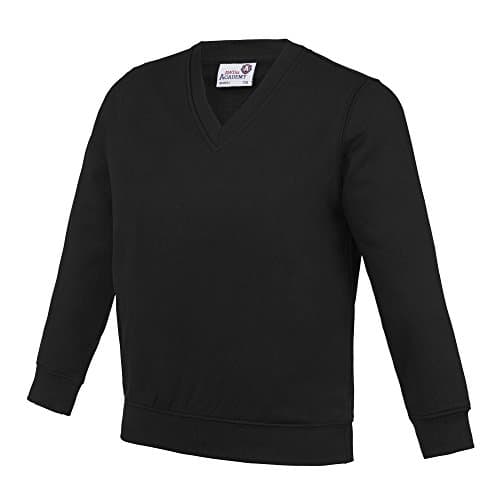 Image of AWDis Academy Childrens/Kids Junior V Neck School Jumper/Sweatshirt (13 Years) (Black)