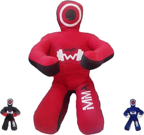 Image of BJJ Brazilian JIU Jitsu Wrestling Dummy for Grappling, Submission, Mixed Martial Arts, MMA Training, Punching, Throwing and Judo Karate Practice (UNFILLED) (Red Canvas, 70")