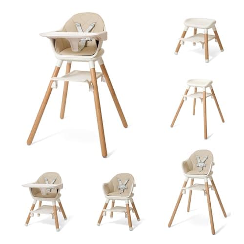 Image of Clair de Lune 6 in 1 Adjustable High Chair 6 Months - 6 Years (Beige and Natural)