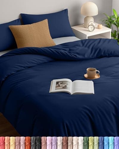 Image of Utopia Bedding Duvet Cover Set - Soft Microfiber Duvet Cover 200x200cm with Pillowcases 50x75cm - Bedding Duvet Cover Set - Navy Blue