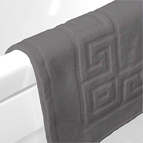 Image of A & B TRADERS Egyptian Cotton Bath Mats Classic Greek Key Pattern 750 GSM Terry Towelling Soft Touch (Grey, 1)
