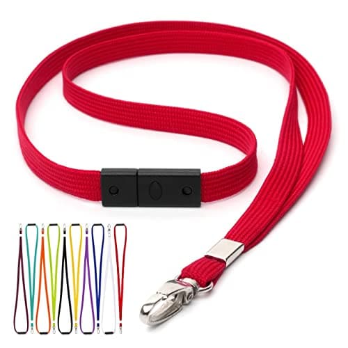 Image of CKB LTD Breakaway Safety Lanyard Neck Strap Swivel Metal Clip for ID Card HolderWith Quick Pull Release Design Lanyards Bulk Pack of 10pcs (Red)