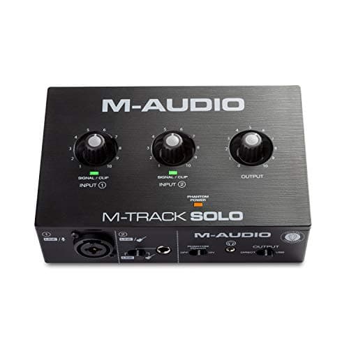 Image of M-AUDIO M-Track Solo USB Audio Interface for Recording, Streaming and Podcasting with XLR, Line and DI Inputs, Plus a Software Suite Included