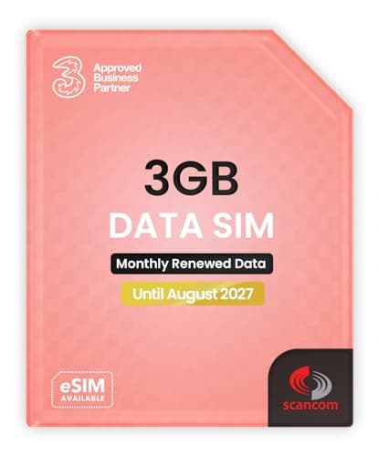 Image of Three 3GB Data SIM Card – for Portable WiFi, Routers & Phones – Preloaded Monthly Until August 2027 – Dual Network (Three & Vodafone) Stronger Coverage