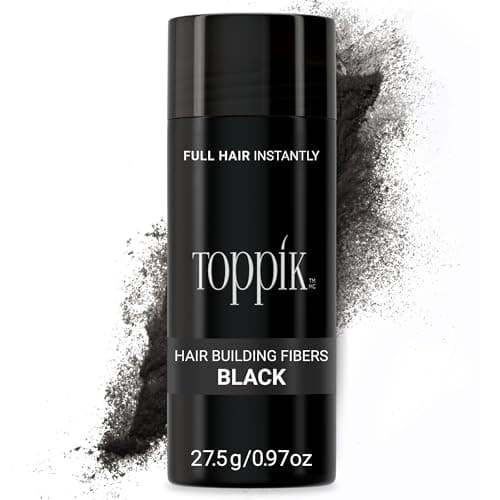 Image of Toppik Hair Building Fibres Powder, Black, 27.5g Bottle - for A Thicker-looking Hairline, Crown and Beard, Instant Thinning Concealer for Men and Women 