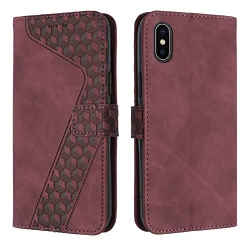 Image of OKZone Compatible With iPhone XS Max Case, Wallet Case PU Premium Leather with Card holder Slots Magnetic Shockproof Protect Flip Cover Bookstyle Phone Cases Cover for iPhone XS Max (6.5 Inch) (Red)