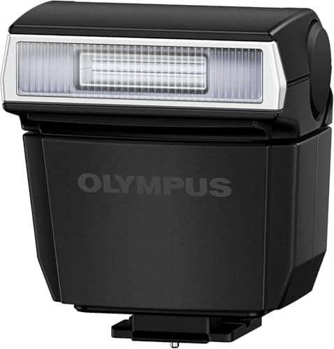 Image of Olympus FL-LM3 External Flash for OM-D E-M5 Mark II – Detachable, Dustproof, Splashproof, Flexible Bounce Head, Hot Shoe Mount, Reliable Lighting Accessory