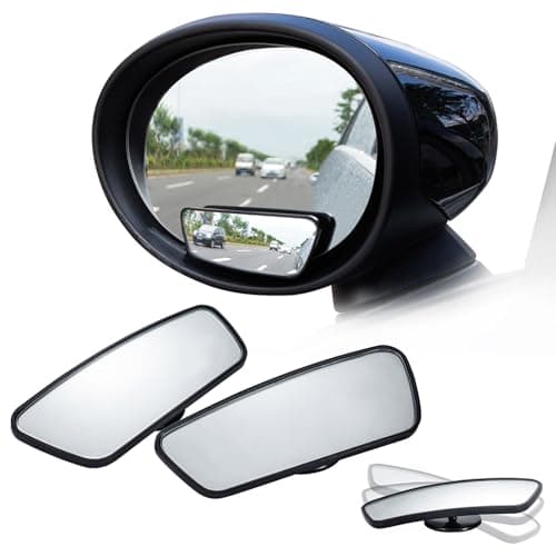 Image of Spurtar 2 Pack Blind Spot Mirrors for Cars, HD Glass Framed Convex Rear View Blind Spot Mirror Stick on with 360° Rotation Adjustable blindspot mirror for Trucks, Cars, SUVs, RVs, and Vans