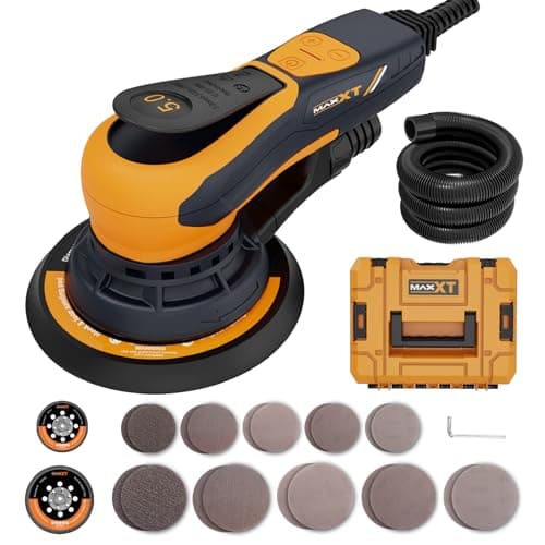 Image of MAXXT Electric 5mm Orbital Sander, Palm Sander with Brushless Motor, Box, 150mm & 125mm Sanding Pads, Central Vacuum, Sanders for Custom Woodworking, Primary Wood and Panel Processing