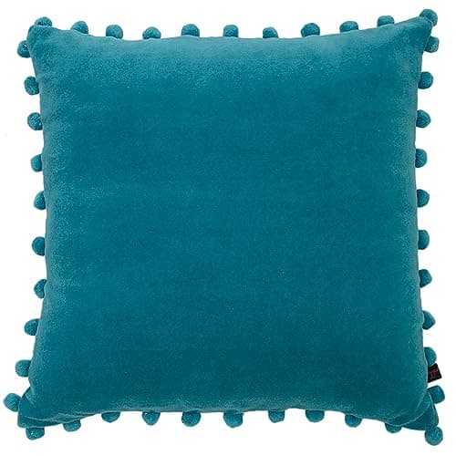 Image of Ragged Rose 50cm x 50cm Cushion Covers - Pompom Cushion Covers with Zip Fastening - Velvet Cushion Cover for Living Room & Bedroom