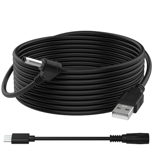 Image of Charging Cable with DC Power Adapter Compatible with Ring Stick Up Cam Battery/Plug-in 3rd/2nd Gen, Spotlight Cam Plus/Pro Indoor/Outdoor, 4M Weatherproof Power Extension Cord (Black)