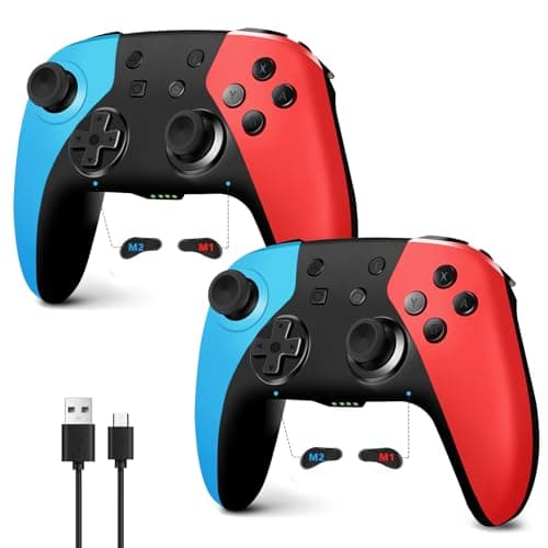 Image of AceGamer 2pcs Wireless Controller for Switch 2/Switch/Lite/OLED, Wireless Pro Controller with Hall Joystick/6-Axis Gyroscope/Wake-up Function/Programmable Button/Vibration Settings/Low Battery Warning