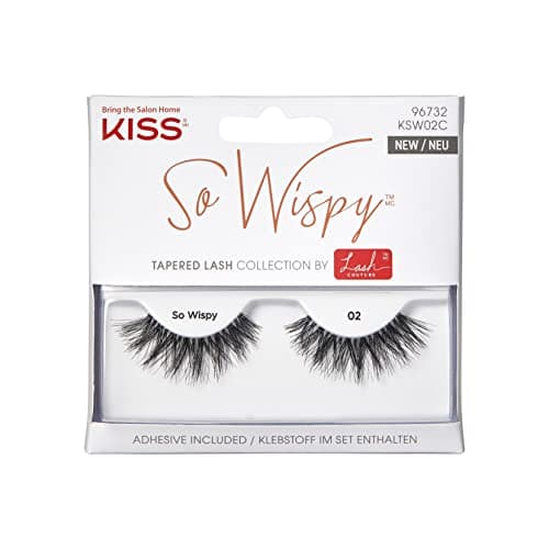 Image of Kiss Lash Couture So Wispy Collection 1 Pair of Volumizing Fake Lashes, Style 02, with Tapered Ends and Aloe Infused Lash Glue