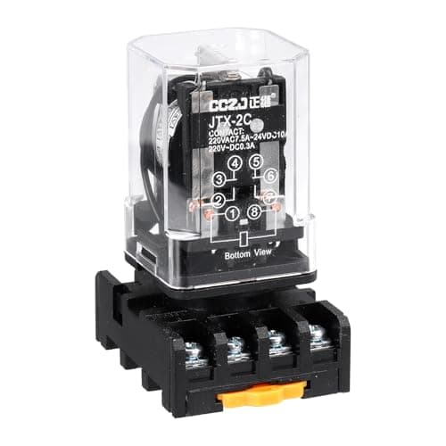 Image of sourcing map DPDT Electromagnetic Power Relay, DC 24V Coil 10A 8 Pin MK2P-I Small Relay with Plug-in Terminal Socket Base 2NO 2NC JTX-2C