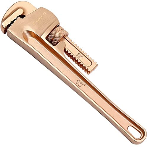 Image of WEDO Non-Sparking Pipe Wrench (Length 250mm,Opening Max 30mm),Spark-Free Straight Plumbing Wrench,No Spark Safety Spanner,Beryllium Copper,Non-Magnetic,DIN Standard,BAM & FM Certificate