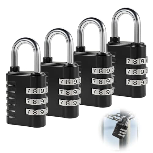 Image of 4PCS Small Combination Padlock for Gym Locker Padlocks 3 Digit Heavy Duty Outdoor Travel Locks Resettable Waterproof Padlocks with Code for School Suitcase Luggage Shed Toolbox Gate Hasp Storage
