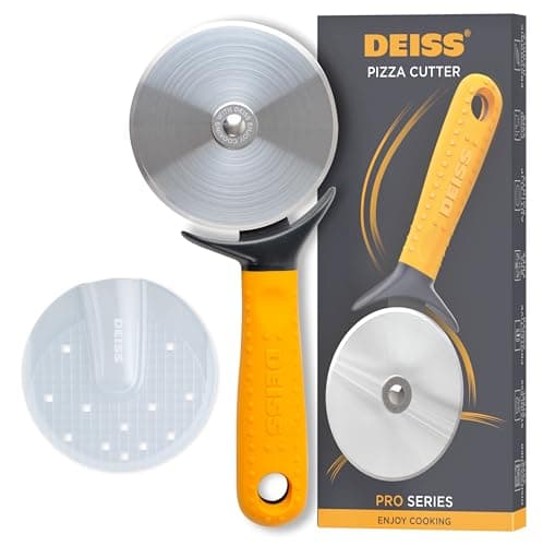 Image of Deiss Pro Heavy Duty Pizza Cutter with Wheel Slicer - Stainless Steel Sharp Smooth Pizza Cutter Wheel with Easy Grip Non-Slip Handle, Dishwasher Safe